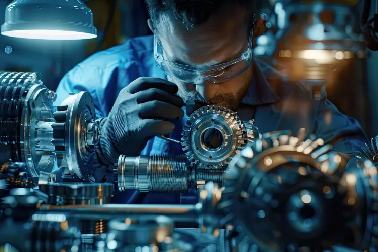 Control de calidad en la industria automotrizpersona observando piezas a detalle